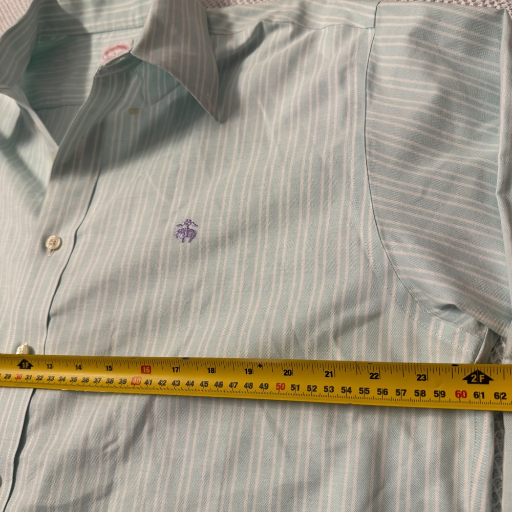 Brooks Brothers Mens Non-Iron Supima Cotton Striped Shirt Traditional Fit Blue L - Picture 7 of 8